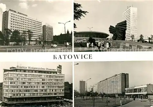 AK / Ansichtskarte Katowice Hotel Katowice Pomnik Powstancow Slaskich Dom Prasy Superjednostka Katowice