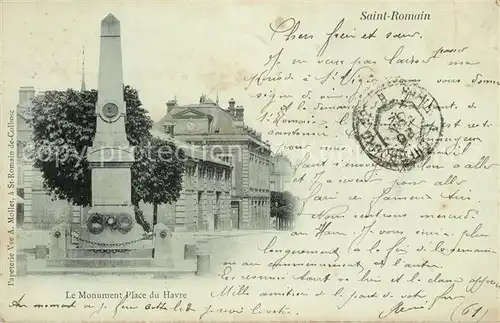 AK / Ansichtskarte Saint Romain_Charente Le Monument Place du Havre Saint Romain Charente