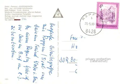 AK / Ansichtskarte Roppen Hotel Pension Roppenerhof Roppen