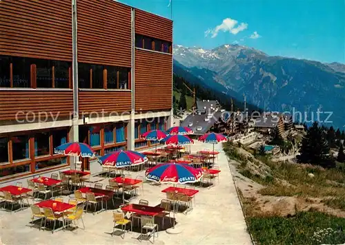 AK / Ansichtskarte Anzere Valais de la gare du Telecabine Restaurant Terrasse Alpen Anzere