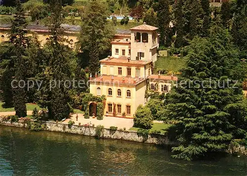 AK / Ansichtskarte Lugano_Lago_di_Lugano Villa Favorita Gloriette am Luganer See Fliegeraufnahme Lugano_Lago_di_Lugano