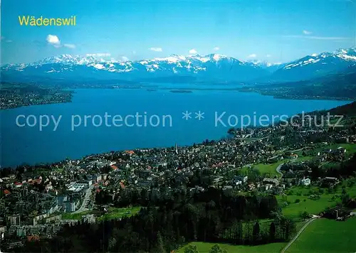 AK / Ansichtskarte Waedenswil Zuerichsee Alpenpanorama Fliegeraufnahme Waedenswil