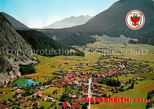 AK / Ansichtskarte Nassereith an Fernpassstrasse mit Holzleitensattel Stubaier Alpen Fliegeraufnahme Nassereith