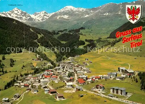 AK / Ansichtskarte Serfaus_Tirol Sonnenparadies Komperdellgebiet Alpenpanorama Fliegeraufnahme Serfaus Tirol