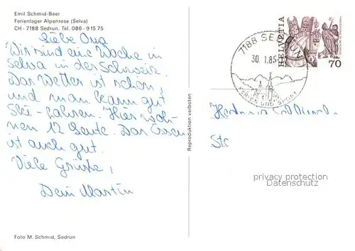 AK / Ansichtskarte Sedrun Ferienlager Alpenrose Sedrun
