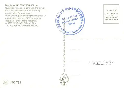 AK / Ansichtskarte Ginzling Berghaus Innerboeden Ginzling