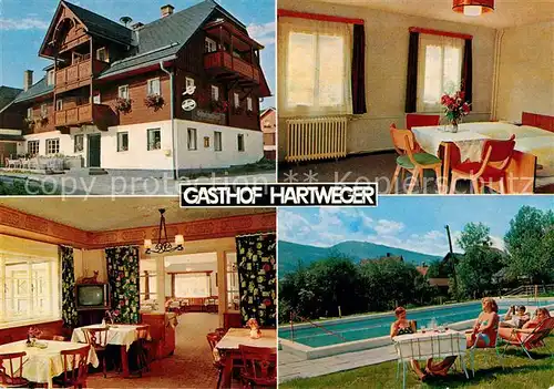 AK / Ansichtskarte Weissenbach_Liezen Gasthof Hartweger Gastraeume Pool Weissenbach Liezen