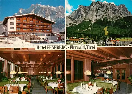 AK / Ansichtskarte Ehrwald_Tirol Hotel Feneberg Restaurant Blick zur Zugspitze Wettersteingebirge Ehrwald Tirol