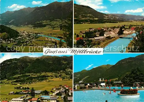 AK / Ansichtskarte Moellbruecke Gesamtansicht mit Alpenpanorama Freibad Moellbruecke