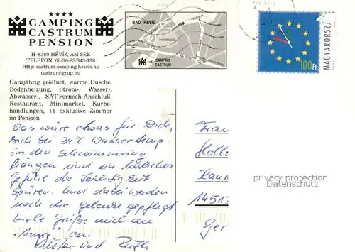 AK / Ansichtskarte Heviz Kurcamping Castrum Pension  Heviz