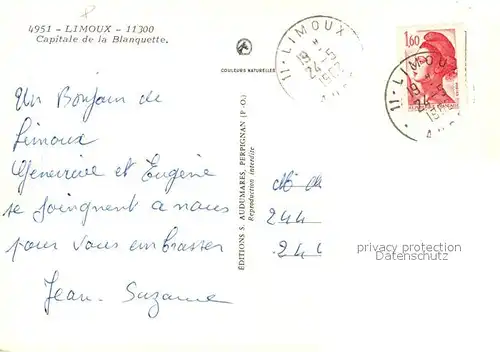 AK / Ansichtskarte Limoux Capitale de la Blanquette Limoux