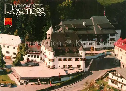 AK / Ansichtskarte Fieberbrunn_Tirol Ferienhotel Schlosshotel Rosenegg Fliegeraufnahme Fieberbrunn Tirol