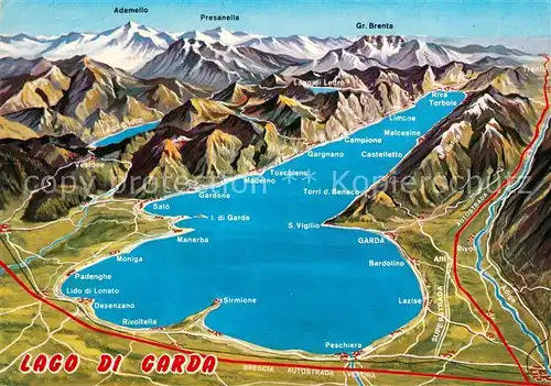 AK / Ansichtskarte Lago_di_Garda Panoramakarte Lago_di_Garda