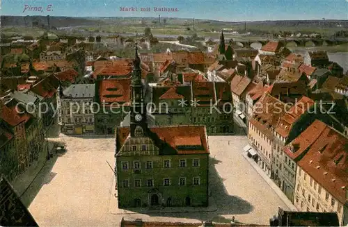 AK / Ansichtskarte Pirna Markt mit Rathaus Pirna