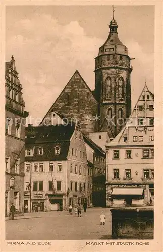 AK / Ansichtskarte Pirna_Elbe Markt mit Stadtkirche 