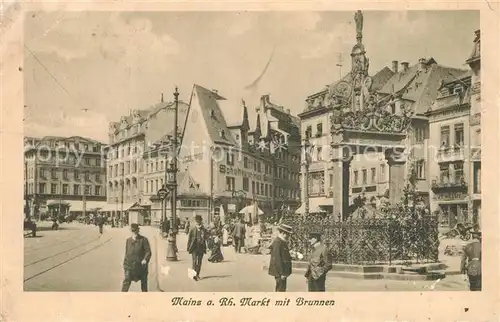 AK / Ansichtskarte Mainz_Rhein Markt mit Brunnen Mainz Rhein