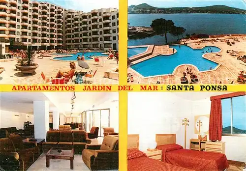 AK / Ansichtskarte Santa_Ponsa_Mallorca_Islas_Baleares Apartamentos Jardin del Mar Swimming Pool Meerblick Santa_Ponsa