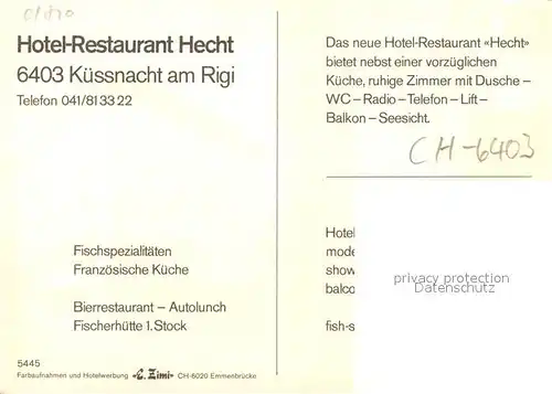 AK / Ansichtskarte Kuessnacht Hotel Restaurant Hecht Kuessnacht