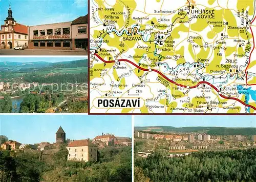 AK / Ansichtskarte Posazavi Landkarte der Region mit den Staedten Stribrna Skalice Sazava Rataje nad Sazavou und Zruc nad Sazavou Posazavi