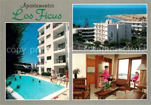 AK / Ansichtskarte Playa_del_Ingles Apartamentos Los Ficus Piscina Playa_del_Ingles