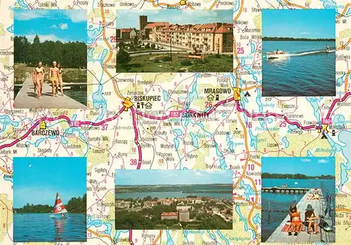 AK / Ansichtskarte Mragowo_Sensburg und Umgebung Landkarte Strassenkarte Mragowo Sensburg