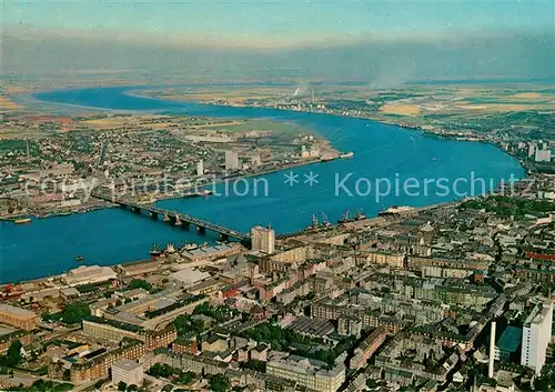 AK / Ansichtskarte Aalborg Stadtbild mit Hafen Fliegeraufnahme Aalborg