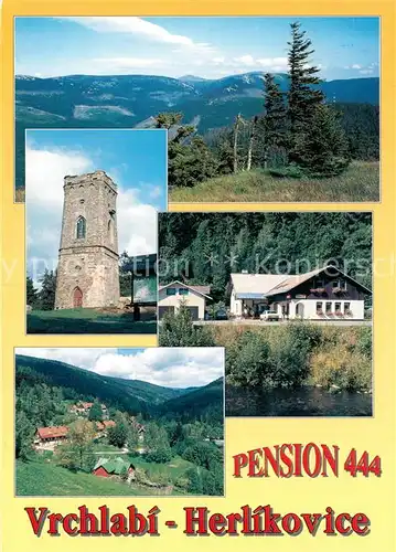AK / Ansichtskarte Vrchlabi Pension 444 Turm Landschaftspanorama Vrchlabi