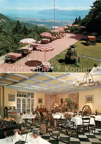 AK / Ansichtskarte Saint_Cergue_VD Hotel Restaurant Point du Jour Terrasse vue vers le Lac Leman Saint_Cergue_VD