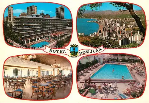 AK / Ansichtskarte Benidorm Hotel Don Juan Restaurant Swimming Pool Stadtpanorama Benidorm