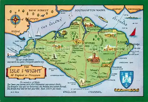 AK / Ansichtskarte Isle_of_Wight_UK Map of the Island Isle_of_Wight_UK