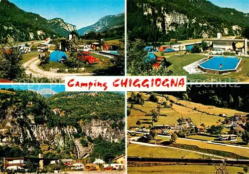 AK / Ansichtskarte Chiggiogna Campingplatz Swimming Pool Landschaftspanorama Alpen Chiggiogna