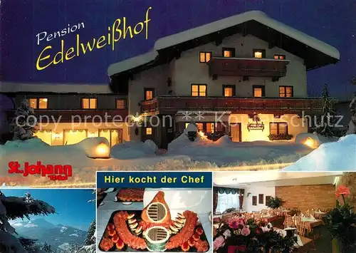 AK / Ansichtskarte St_Johann_Tirol Pension Edelweisshof Restaurant Buffet Fernsicht Alpen Winterzauber St_Johann_Tirol
