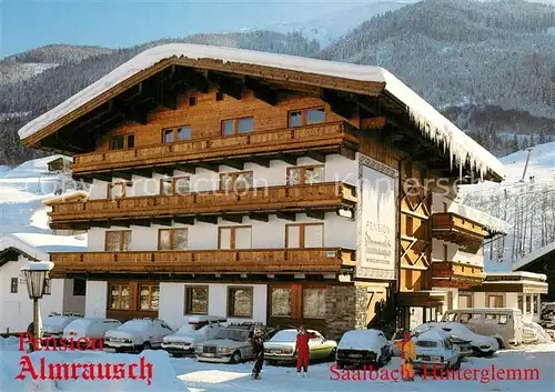 AK / Ansichtskarte Saalbach Hinterglemm Pension Almrausch Wintersportplatz Alpen Saalbach Hinterglemm