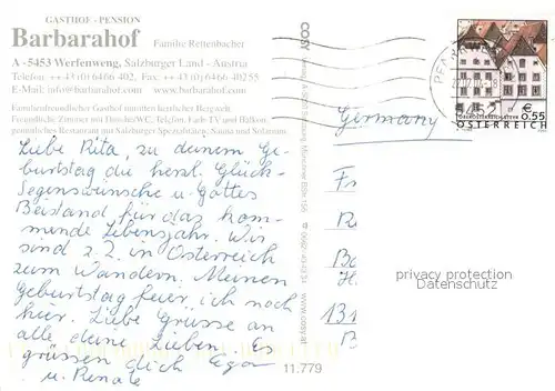 AK / Ansichtskarte Werfenweng Gasthof Pension Barbarahof Bergbahn Landschaftspanorama Alpen Werfenweng