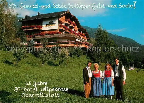 AK / Ansichtskarte Obermillstatt_Kaernten Biohotel Alpenrose Trachten Obermillstatt_Kaernten