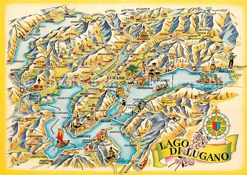 AK / Ansichtskarte Lago_di_Lugano Panoramakarte Lago_di_Lugano