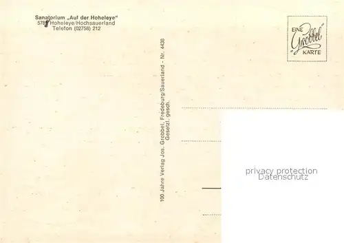 AK / Ansichtskarte Hoheleye Fliegeraufnahme Sanatorium auf der Hoheleye Hoheleye