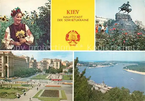 AK / Ansichtskarte Kiev Bogdan Chmeinitzki Denkmal Kalinin Platz Der Dnepr Kiev