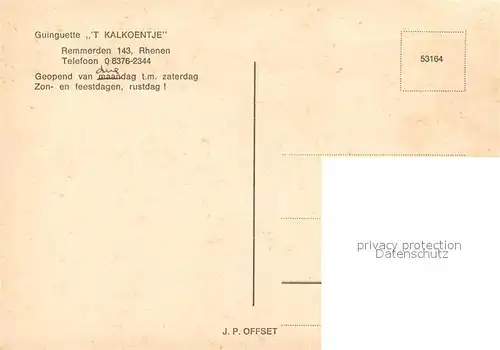 AK / Ansichtskarte Rhenen Guinguette T Kalkoentje Rhenen