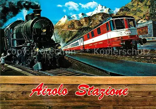 AK / Ansichtskarte Airolo Stazione Dampflok Diesellok Airolo