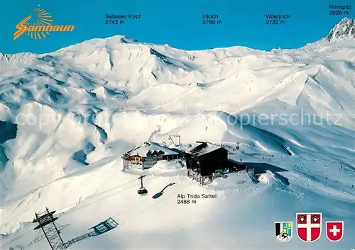 AK / Ansichtskarte Samnaun_Dorf Fliegeraufnahme Skigebiet Winter Samnaun Dorf