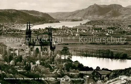 AK / Ansichtskarte Remagen Apollinaris Kirche mit Blick auf Unkel Rhein und Siebengebirge Remagen