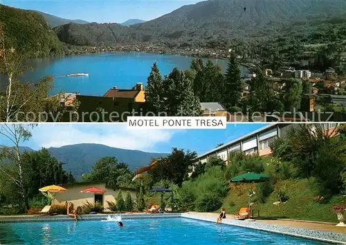 AK / Ansichtskarte Ponte_Tresa Motel Swimming Pool Lago di Lugano Alpen Ponte Tresa