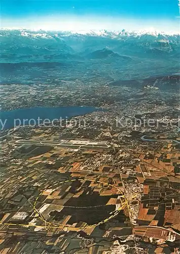 AK / Ansichtskarte Genf_GE Aerial view of the CERN site Genf_GE