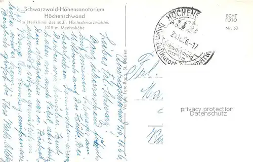 AK / Ansichtskarte Hoechenschwand Schwarzwald Hoehensanatorium Hoechenschwand