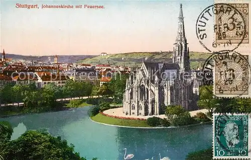 AK / Ansichtskarte Stuttgart Johanneskirche mit Feuersee Stuttgart