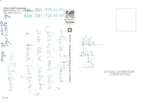 AK / Ansichtskarte Muralto_TI Casa Sant  Agnese Garten Muralto_TI