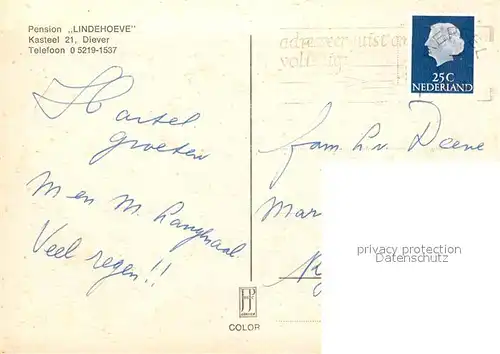 AK / Ansichtskarte Diever Pension Lindehoeve Diever