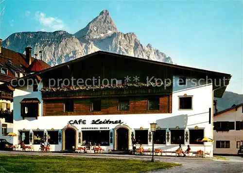 AK / Ansichtskarte Ehrwald_Tirol Cafe Leitner Kirchplatz Ehrwald Tirol