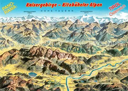AK / Ansichtskarte Kaisergebirge Kitzbueheler Alpen Panoramakarte Kaisergebirge